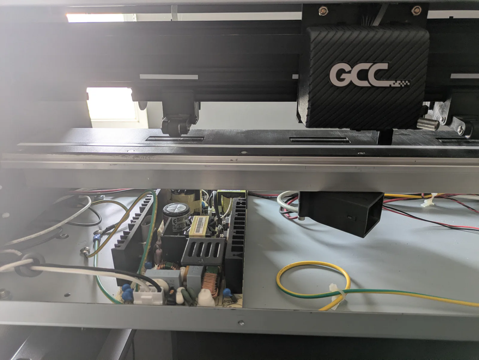 GCC Jaguar V power board beneath the carriage assembly